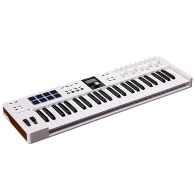 Arturia KeyLab Essential 49 mk3 MIDI Controller, White Bundle w/Pig Hog MIDI Cable, USB Cable & Liquid Audio Polishing Cloth image 2