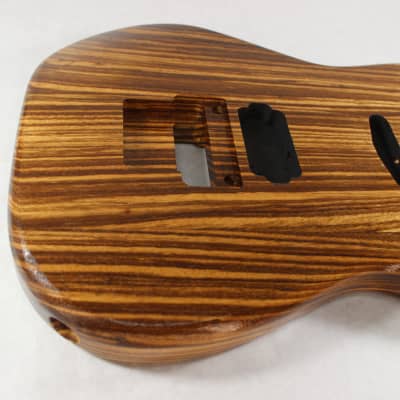Finished Zebrawood HxS guitar body - fits Fender Strat Stratocaster neck Floyd Rose J1394 image 3