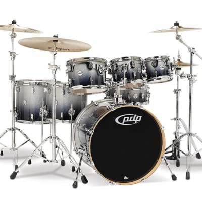 7pc Pdp Concept Maple Drum Set By Dw Silver To Black