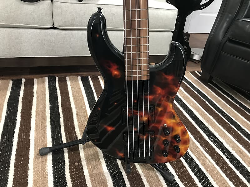 Skjold LP5 With Custom Ghost Flame Paint Job, Wide Neck image 1