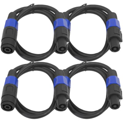 4 Pack of 3 Foot Speakon Extension Cables - Speakon Male to Speakon Female 12AWG image 1
