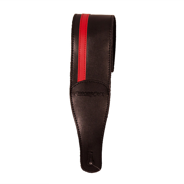 ChromaCast Speed Series Leather Racing Stripe Guitar Strap, Black with Red