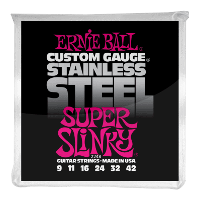Ernie Ball Super Slinky Stainless Steel Wound Electric Guitar Strings 9-42 image 1
