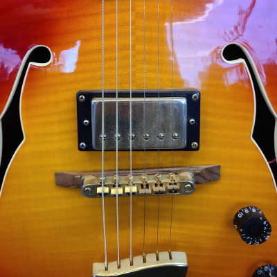 Indiana Remington semi-hollow electric guitar 2003 - Red Burst image 3
