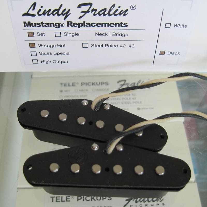 Lindy Fralin Vintage Hot Mustang Pickups Set with Black Covers