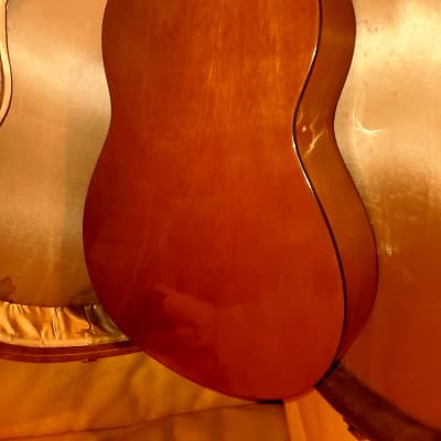 SAMICK LC-015G classical guitar and hard-shell case, 70's-80's, - natural with gloss coating. image 6