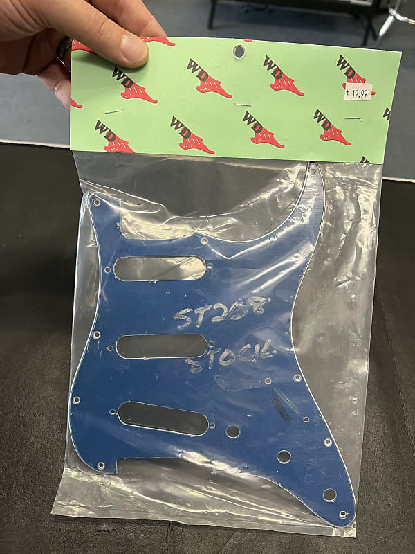 WD NOS Custom Pickguard for Stratocaster ST 208 - Blue/White/Blue image 1