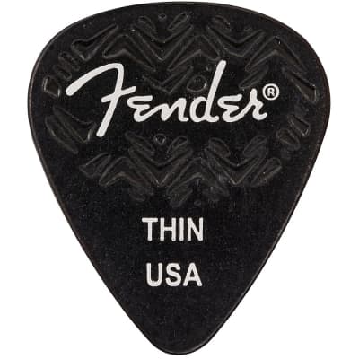 Fender 351 Shape Wavelength Celluloid Guitar Picks (6-Pack), Black Thin image 1