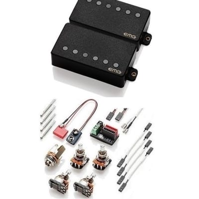 EMG F-57 & 66 BLACK CHROME ACTIVE HUMBUCKER PICKUP SET FLOYD ROSE