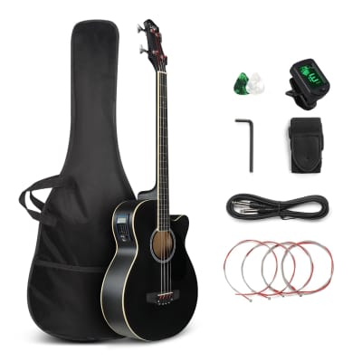 Glarry GMB102 44.5 Inch EQ Acoustic Bass Guitar Matte Black for sale