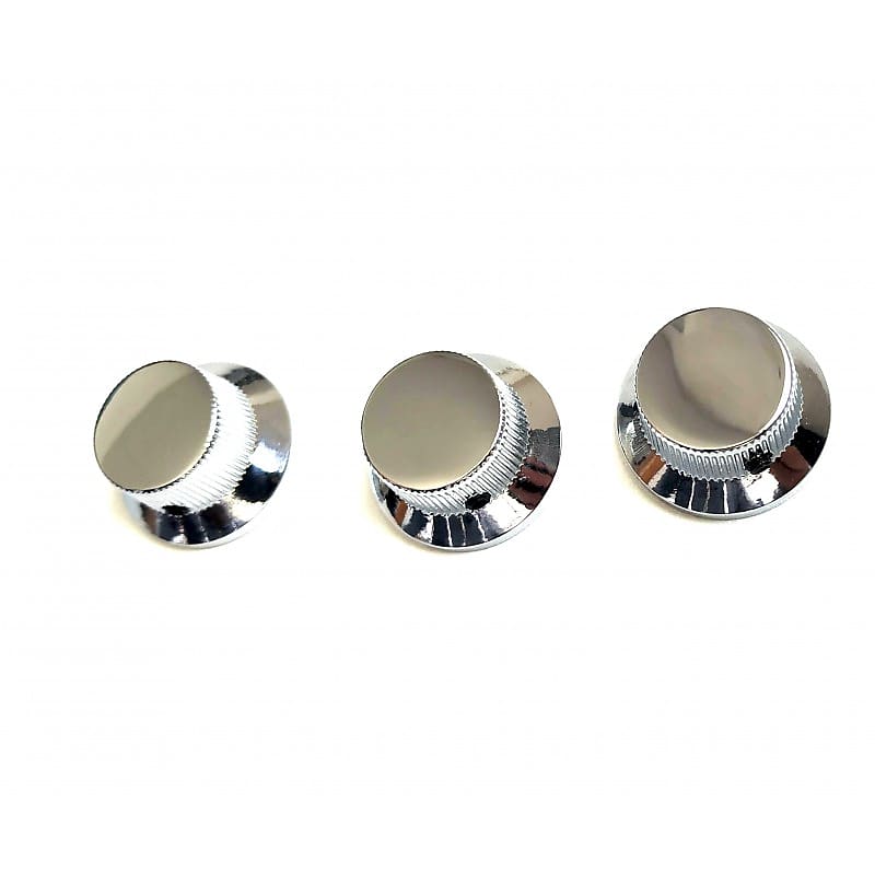 3 nickel Stratocaster style Metal Hat Knobs 6mm pots Reverb