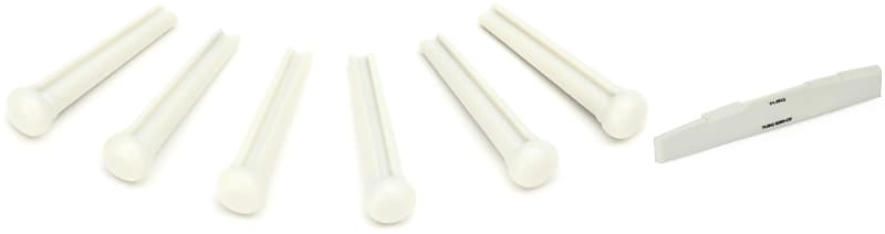 Graph Tech PP-1100-01 TUSQ Traditional Style Bridge Pin Set - White with No Dot (set of 6)  Bundle with Graph Tech PQ-9280-C0 TUSQ Compensated Acoustic Guitar Saddle - 2-7/8" Long x 1/8" Wide image 1