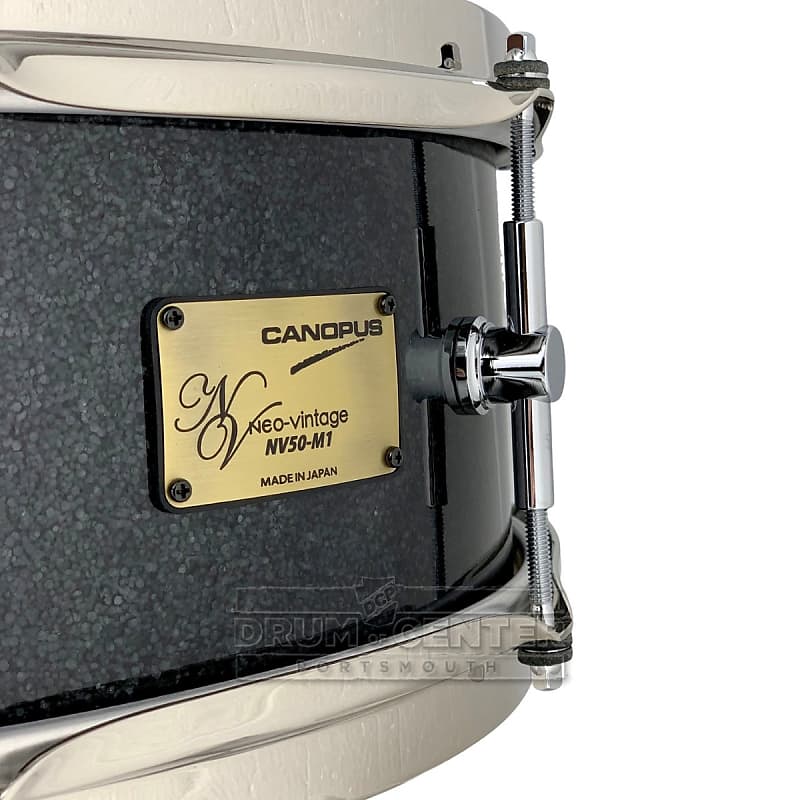 Canopus Neo Vintage 50 M1 Snare Drum 14x5.5 Black Sparkle w/Brass