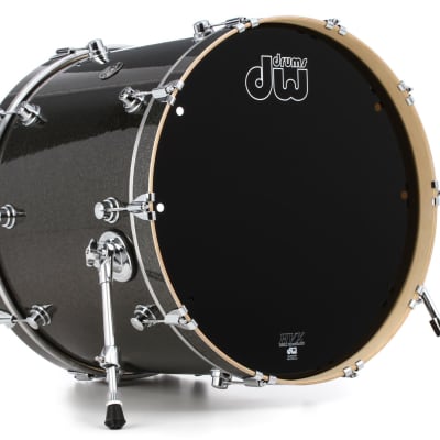 DW Performance Series Bass Drum - 18 x 22 inch - Pewter Sparkle FinishPly  Bundle with Kelly Concepts Kelly SHU FLATZ System for Shure Beta 91 / 91A image 2