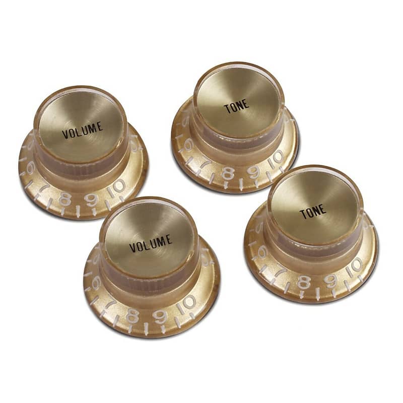 Gibson Top Hat Knobs with Gold Metal Insert Aged Gold 4 Reverb