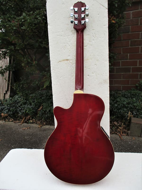 Epiphone PR6-E Guitar, 1994, Made In Korea, Cherry Red Finish, Flame Maple  Top, Back, & Sides