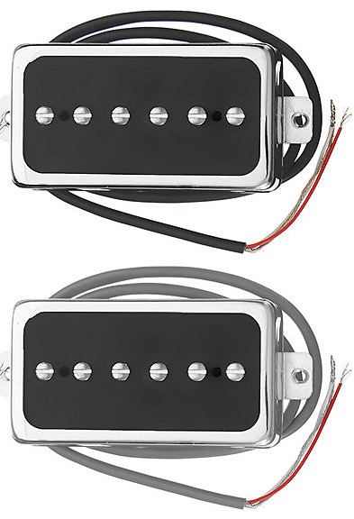 NEW P94 Pickups Set Humbucker Sized P90 Chrome Black Covers Vintage Gibson Tone image 1
