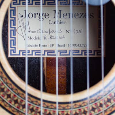 Jorge Menezes  Robert Bouchet Style Classical Guitar (2023), ser. #105, black hard shell case. image 12