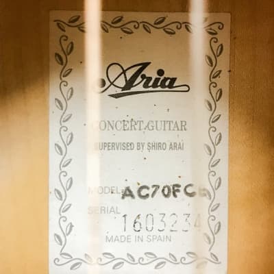 Aria AC70 Concert Series Electric Cutaway Classical Guitar - Spanish-Made - Excellent Condition Used image 6