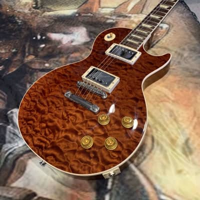 ROOT BEER 🍺! 2020 Gibson Custom Shop M2M Les Paul Standard '59 Historic Reissue Trans Brown Burst Sunburst Natural Walnut Back R9 1959 59 Figured F Quilt Q Top Full Gloss ABR-1 Killer Quilt Special Order 5A CustomBuckers Made To Measure Japan Supreme image 4