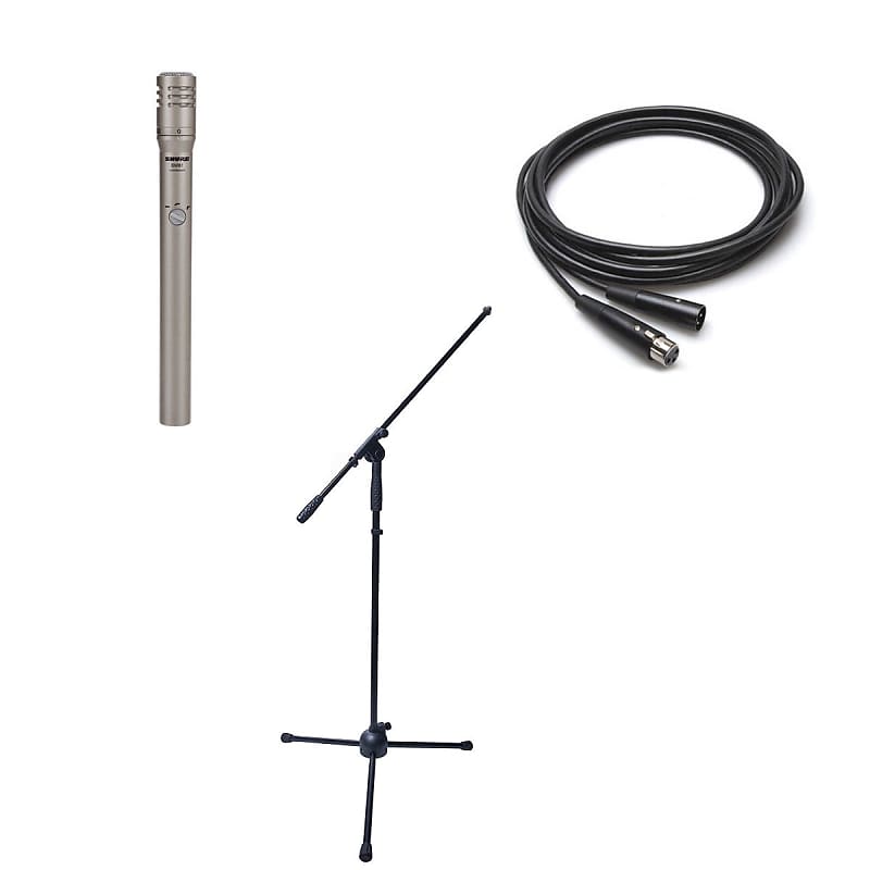 Shure SM81 Instrument Microphone Bundle- Shure SM81 Boom Stand and XLR Cable image 1