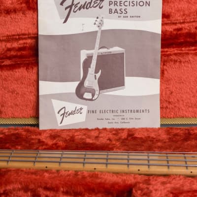 Fender  Precision Bass Solid Body Electric Bass Guitar (1958), ser. #32014, tweed hard shell case. image 12