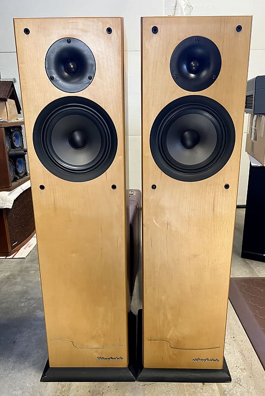 Wharfedale Emerald EM 95 2-Way Floor Speakers Oak Matching Serial #'s; Tested image 1