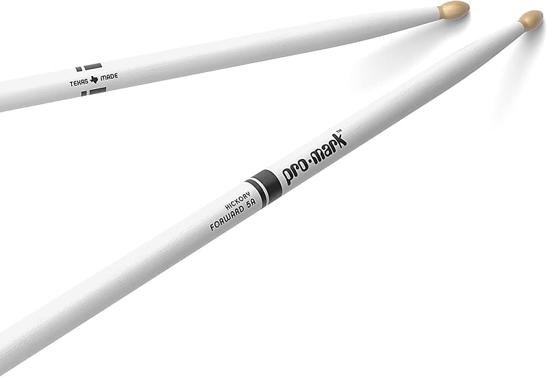 ProMark Classic Forward 5A Painted White Hickory Drumsticks, Oval Wood Tip, One image 1