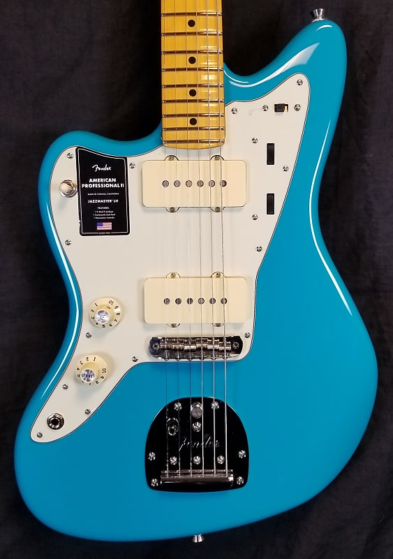 Fender American Professional II Jazzmaster Left-Hand, Electric Guitar Maple Fingerboard, Miami Blu image 1