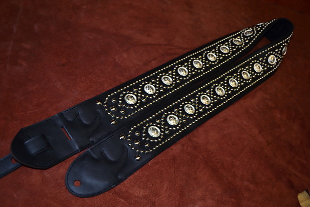 Carlino Full Length Paul Stanley Style Studded Strap Black leather and  studs