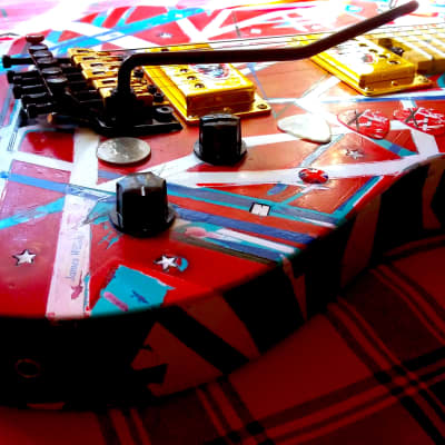 EVH Wolfgang Standard 2018 - Blue Color & Hand Painted EVH Red & White & Blue image 21