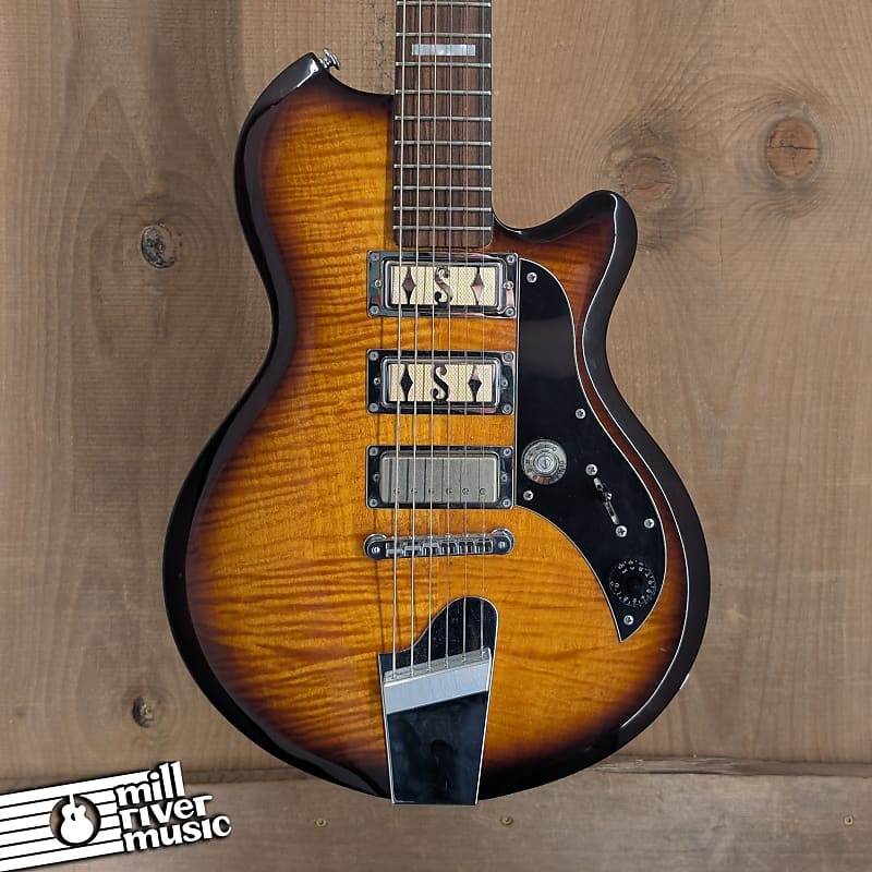 Supro Hampton Flame Maple Tobacco Burst – Used, Modded with Lollar Alnico Mini-Humbuckers