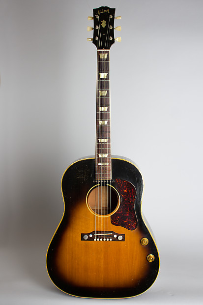 Gibson J-160E Flat Top Acoustic-Electric Guitar (1956), original brown  tolex hard shell case.