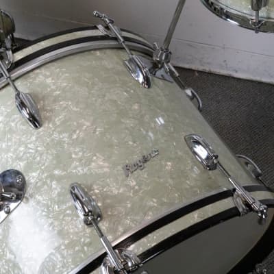 1960s Rogers 14x20 9x13 and 16x16 White Marine Pearl Drum Set image 6