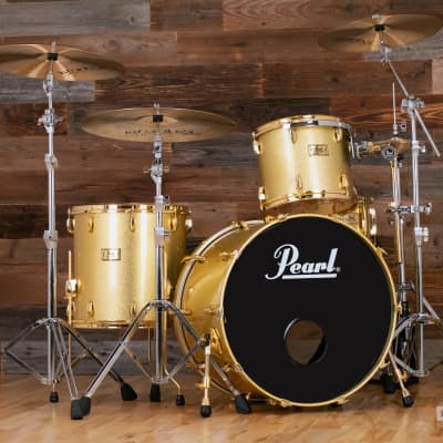 PEARL CLASSIC MAPLE 4 PIECE DRUM KIT CUSTOM MADE FOR STEVE WHITE, GOLD SPARKLE, GOLD FITTINGS image 13