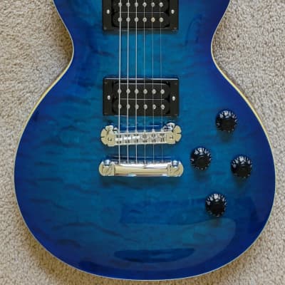 New Zemaitis Z22 Series Z22QQ Quilt Top Electric Guitar, Trans Blue Burst, New Gig Bag image 2