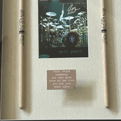 Neil Peart Autographed, Framed and Authenticated, Anatomy of A Drum Solo Promo Card with Limited Edition Sticks. image 5