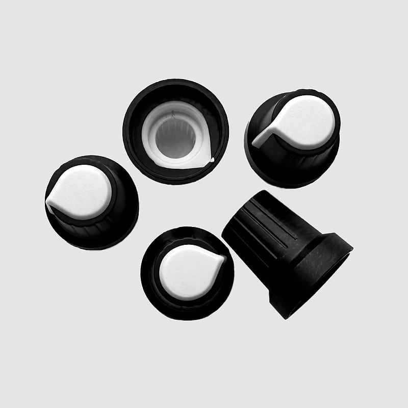 Black Plastic Knob with White Mark and Top 5pcs Reverb