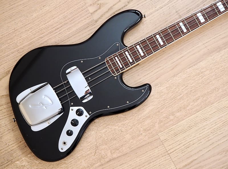 2004 Fender Jazz Bass '75 Vintage Reissue Black w/ Matching Headstock & USA  Pickups, Japan CIJ