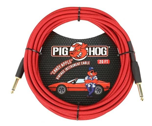 Pig Hog 20FT Straight Candy Apple Red Instrument Cable image 1