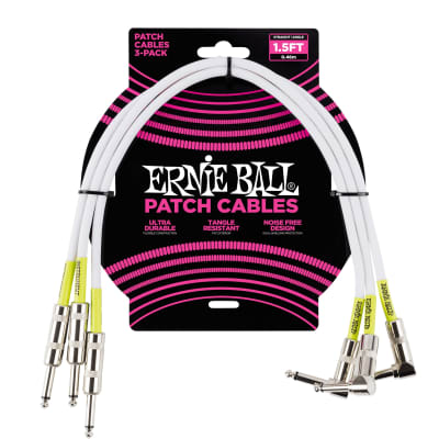 Ernie Ball 1.5' Straight / Angle Patch Cable 3-pack - White image 1