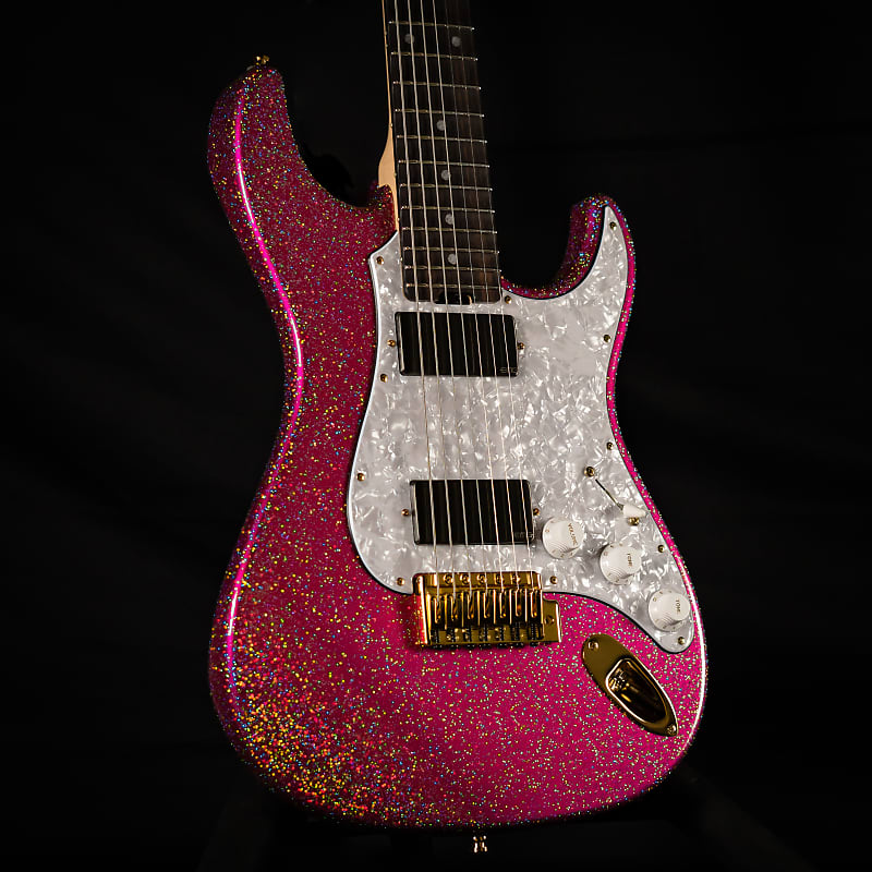 ESP Custom Shop Snapper Takayoshi Ohmura Custom 7 String (Twinkle Pink,  Fully Scalloped)