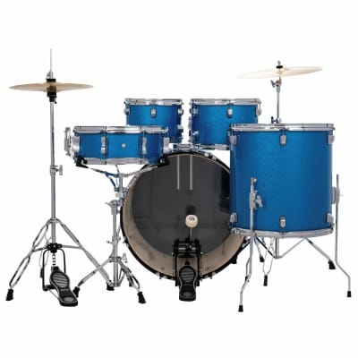 Ludwig LC195 Accent Drive 5-Piece Complete Drum Set with Cymbals and Hardware, Blue Sparkle image 3