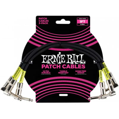 ERNIE BALL 6075 Patch Cable Patchkabel WKl-WKl 30cm (3er Pack), schwarz for sale