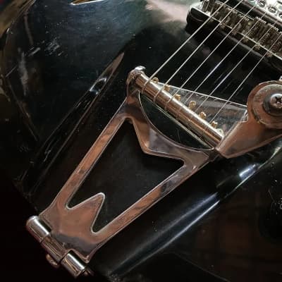 c.1968- Firstman Baron MIJ Vintage Semi Hollow Body Guitar “Black” image 8