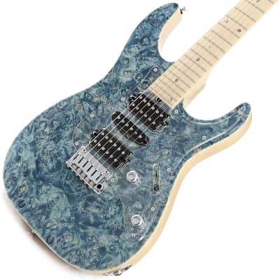 T's Guitars DST-Pro24 Burl Maple Top (Trans Blue Denim) for sale
