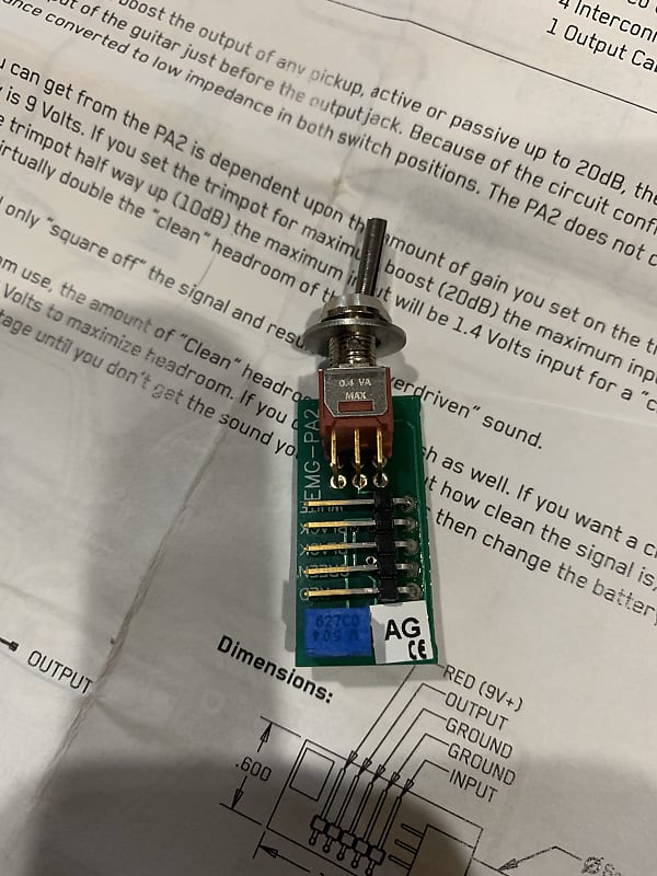EMG PA2 Preamp Booster Switch Reverb