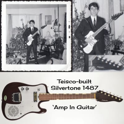 1960s Silvertone 1487 Electric Guitar Made by Teisco in Japan -Goldfoil Pickup image 16