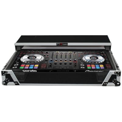 ProX Flight Case for Pioneer DDJ-SZ Controller with Laptop Shelf and Wheels (Silver on Black) image 2