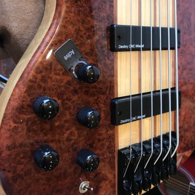 Wolf S9-6 6 String Fretless Bass (Left Handed) - Quilted Bubinga (#2) image 9
